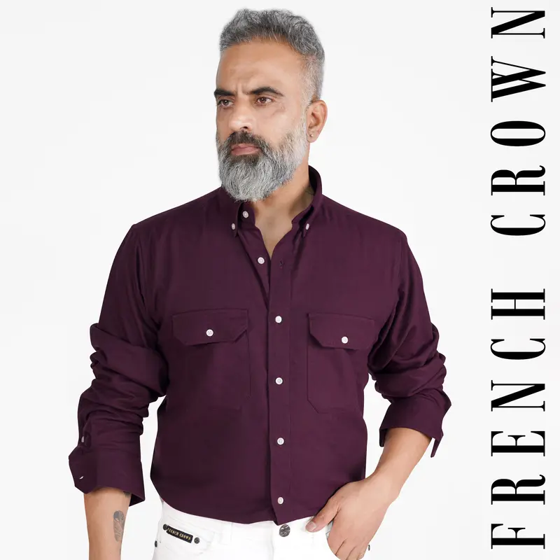 Wine Berry Flannel Button Down Overshirt 1