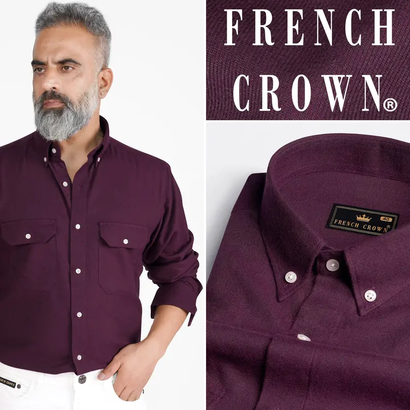 Wine Berry Flannel Button Down Overshirt 10