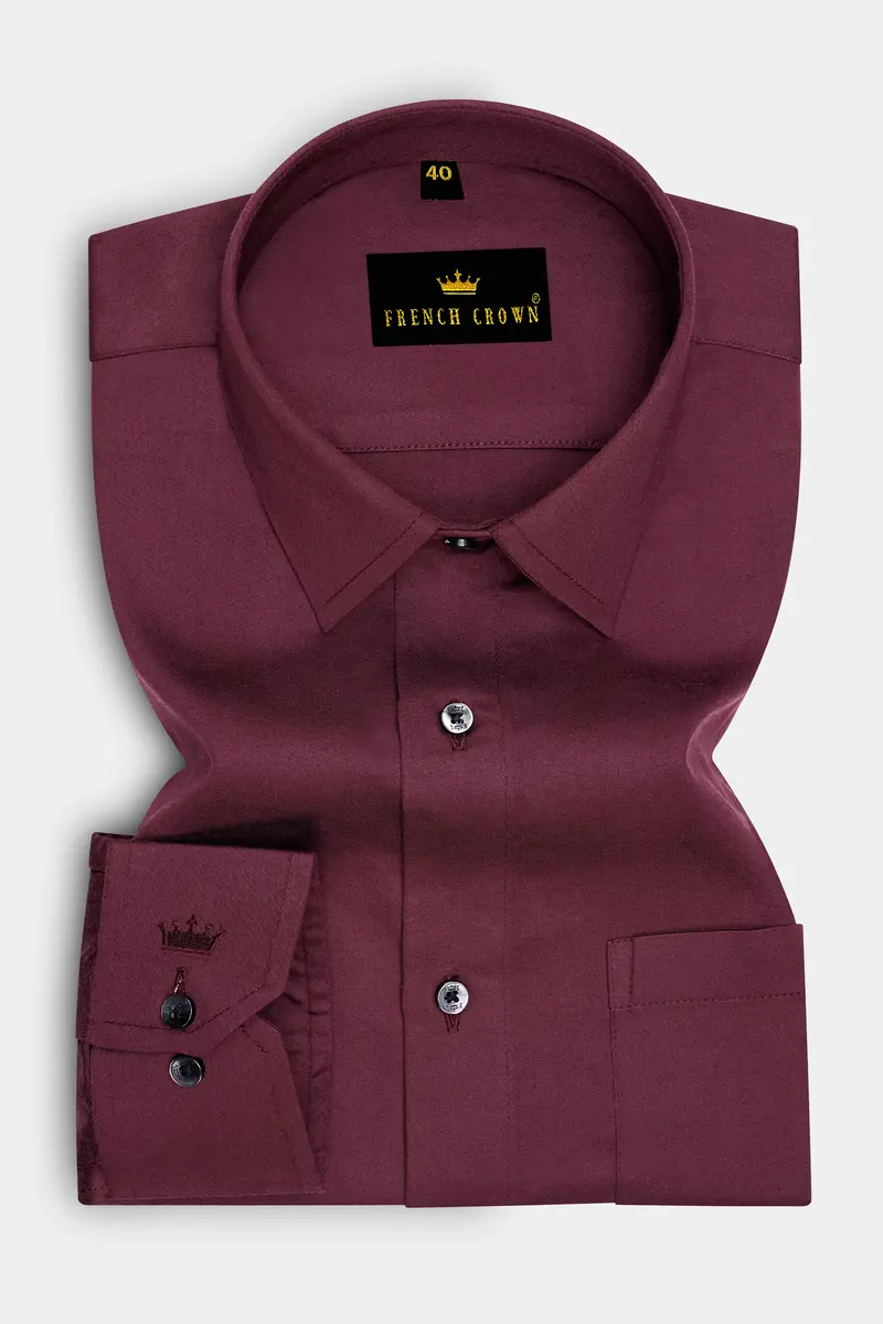 Wine Berry Premium Cotton Shirt 4