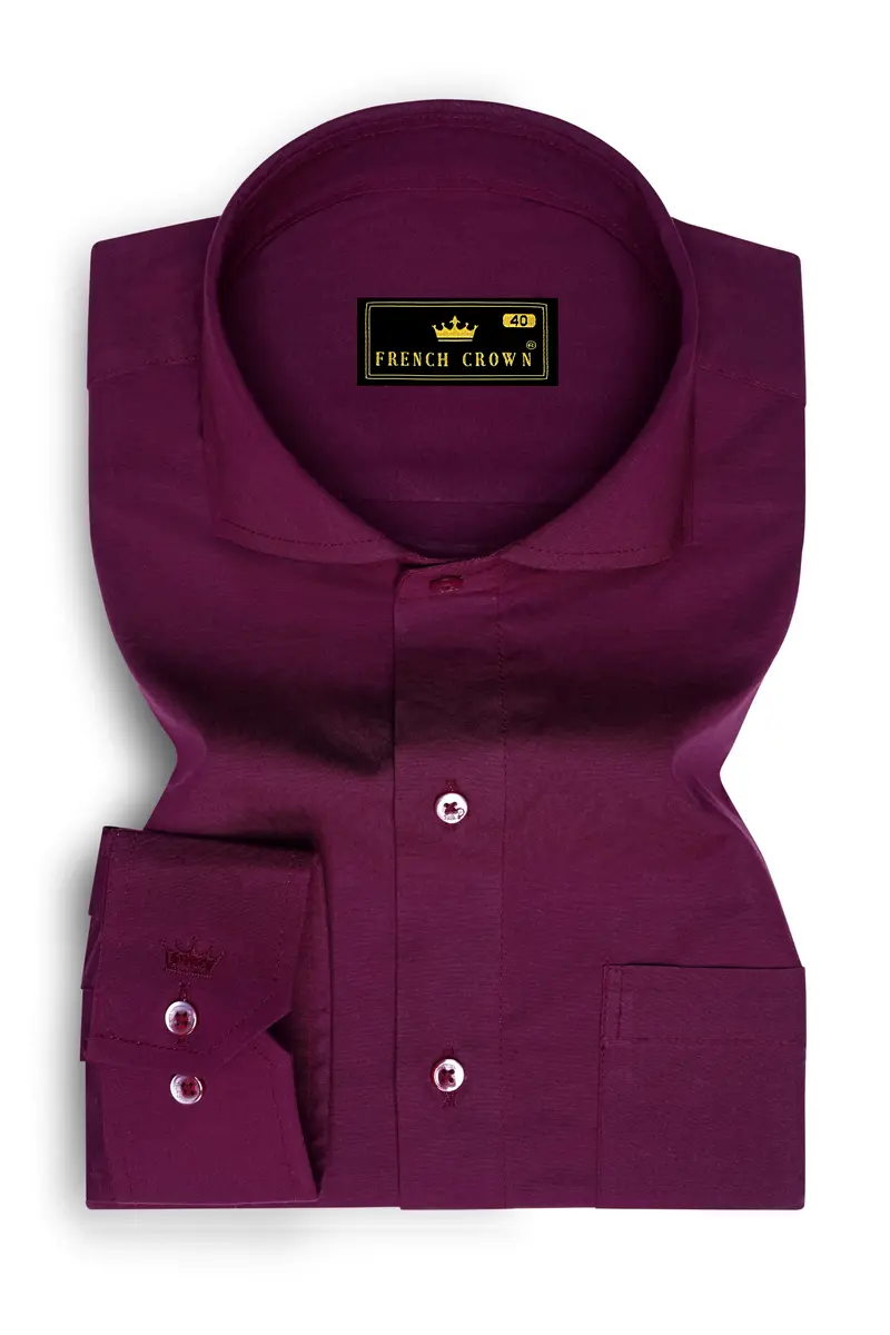 Wine Berry Premium Cotton Shirt 4
