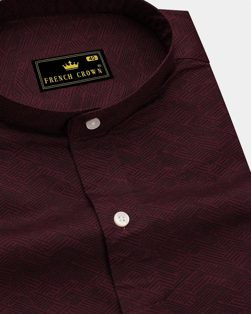 Wine Berry Printed Premium Cotton Shirt 1