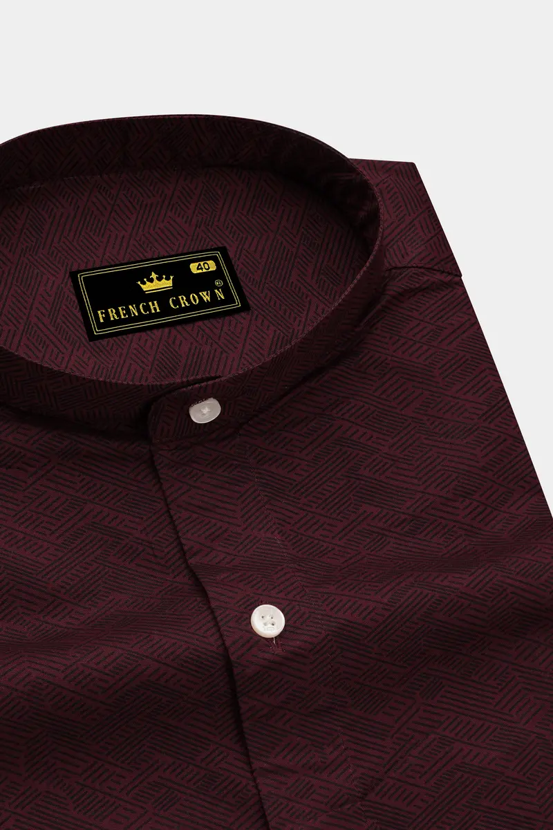 Wine Berry Printed Premium Cotton Shirt 2