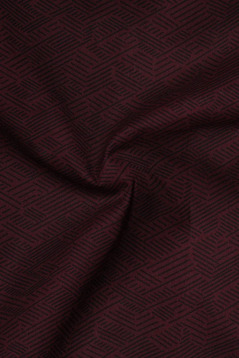 Wine Berry Printed Premium Cotton Shirt 3