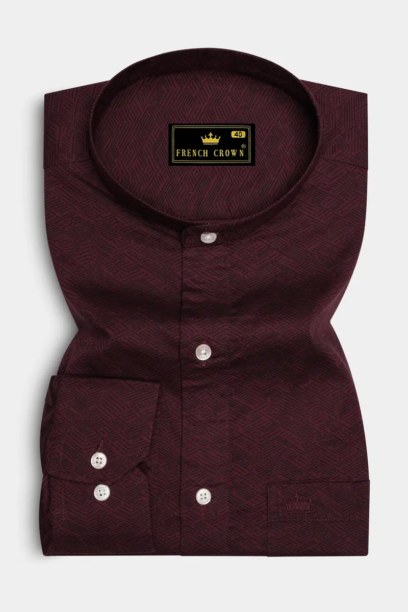Wine Berry Printed Premium Cotton Shirt 4