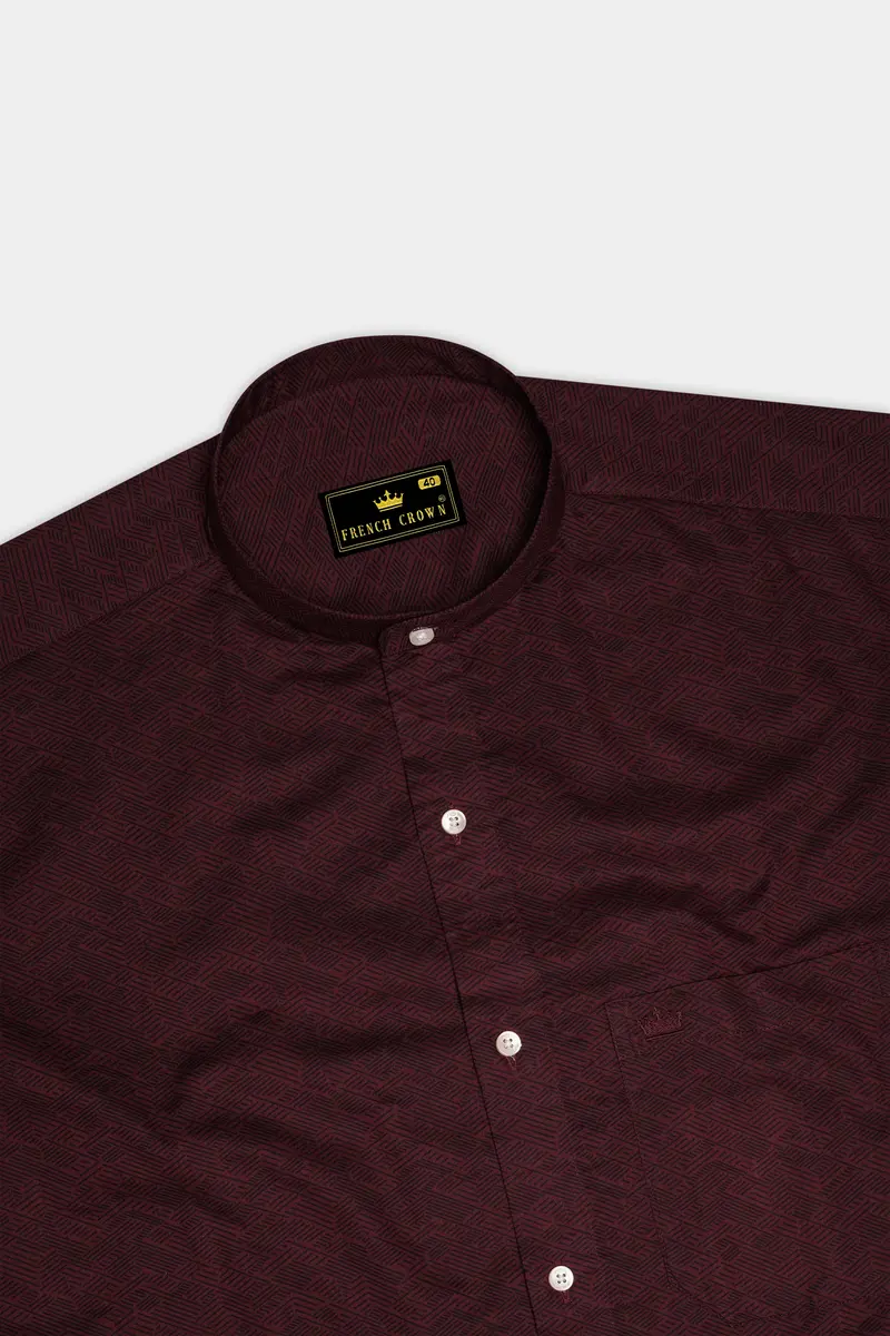 Wine Berry Printed Premium Cotton Shirt 5