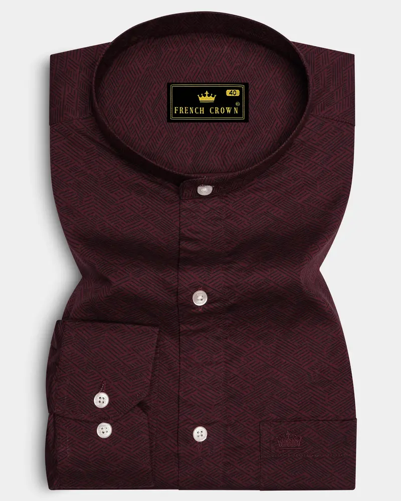 Wine Berry Printed Premium Cotton Shirt 6