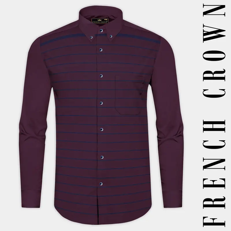 Wine Berry Striped Royal Oxford Shirt 1