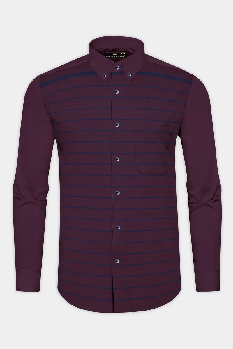 Wine Berry Striped Royal Oxford Shirt 2