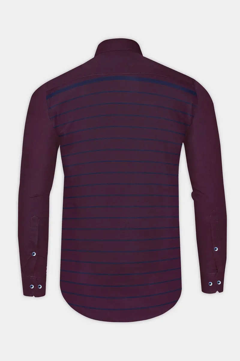 Wine Berry Striped Royal Oxford Shirt 6