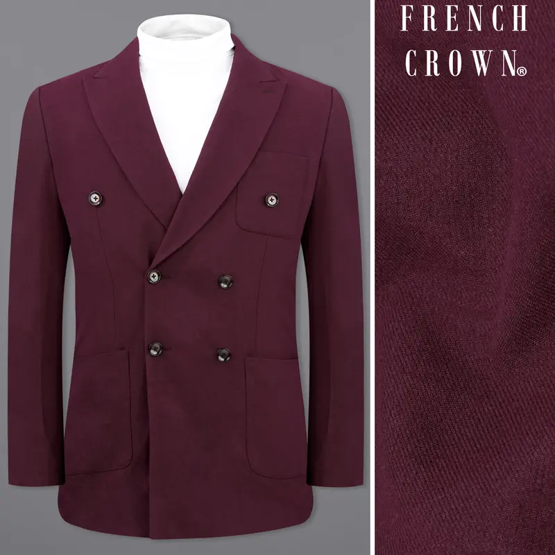 Wine Berry Wool Rich Double Breasted Sports Blazer 1