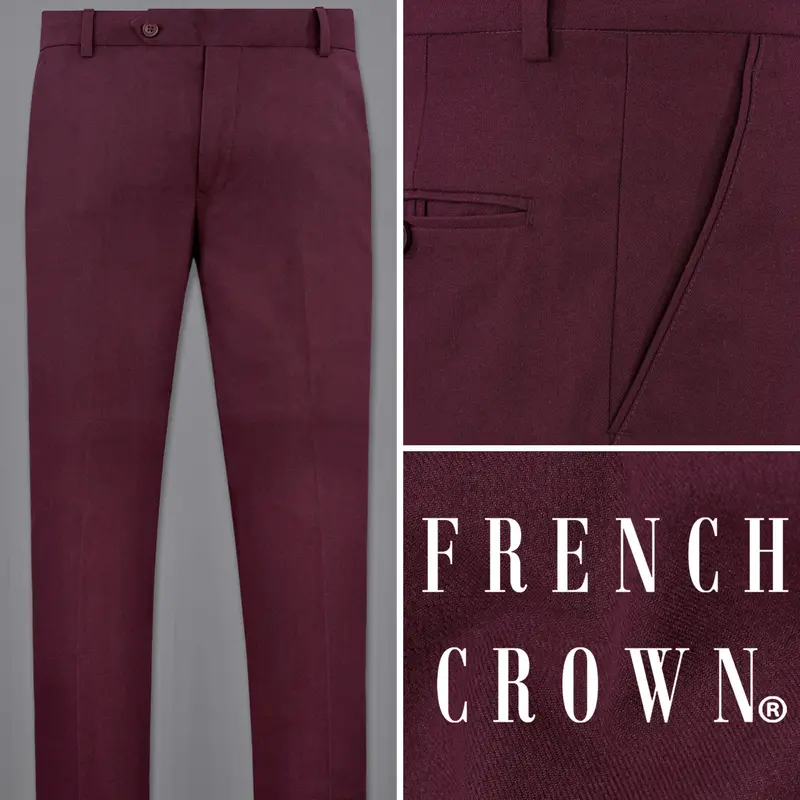 Wine Berry Wool Rich Pant 1