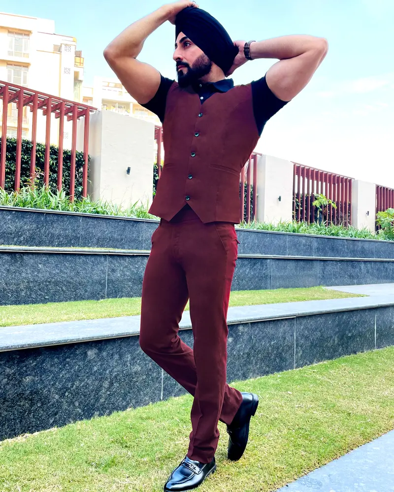 Wine Berry Wool Rich Pant 2
