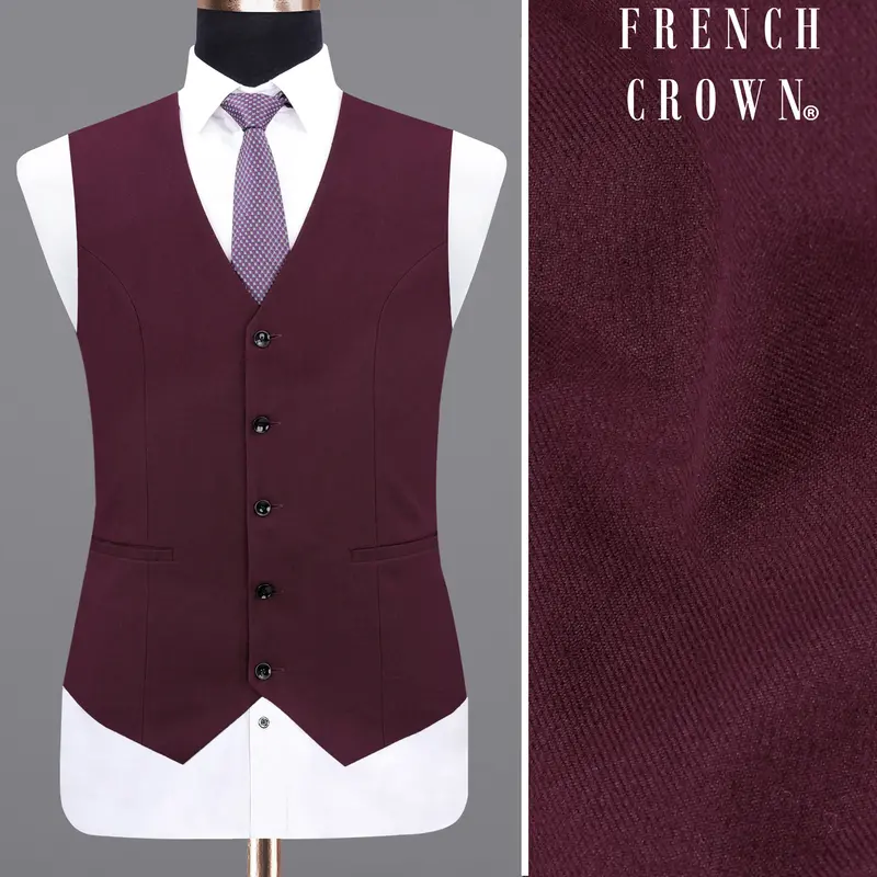 Wine Berry Wool Rich Waistcoat 1
