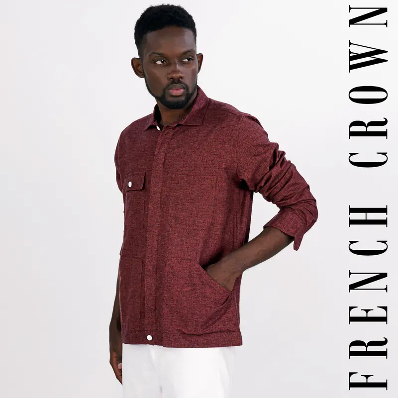 Wine Flannel Designer Shirt 1