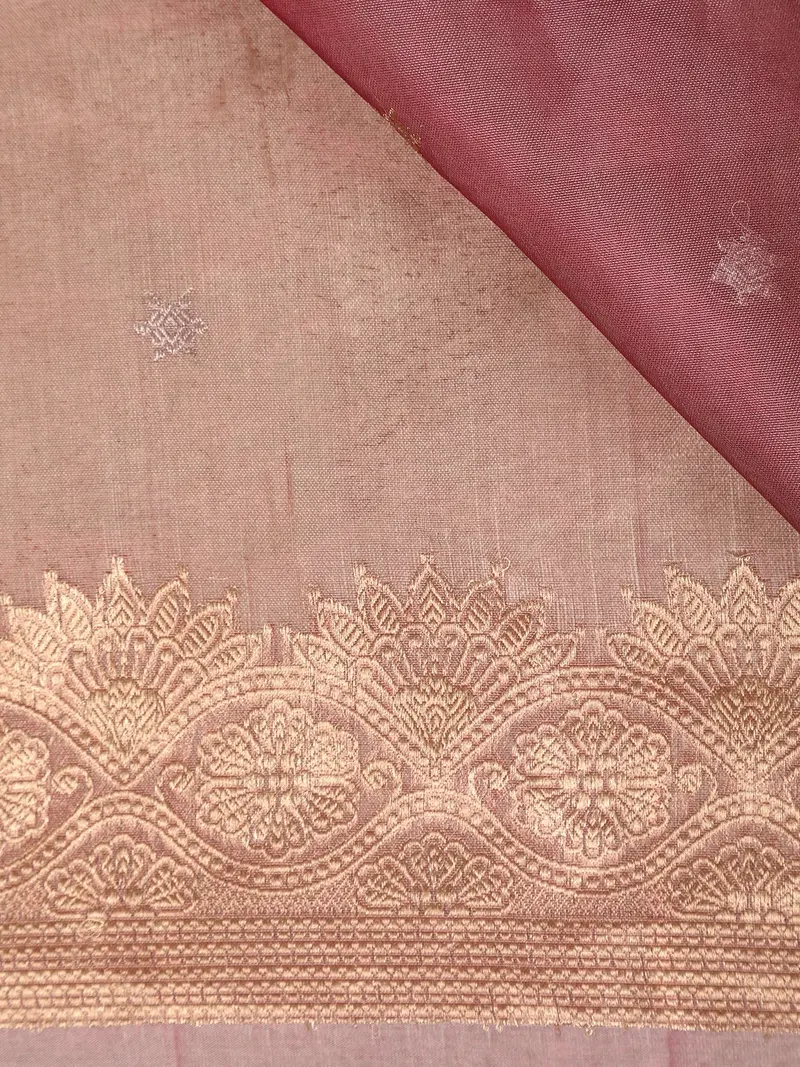 Wine Floral Butta Woven Tissue Saree With Designer Zari Border 2
