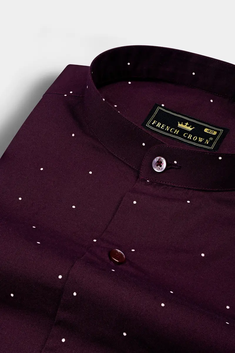 Wine Polka Dots Twill Premium Cotton Shirt 1