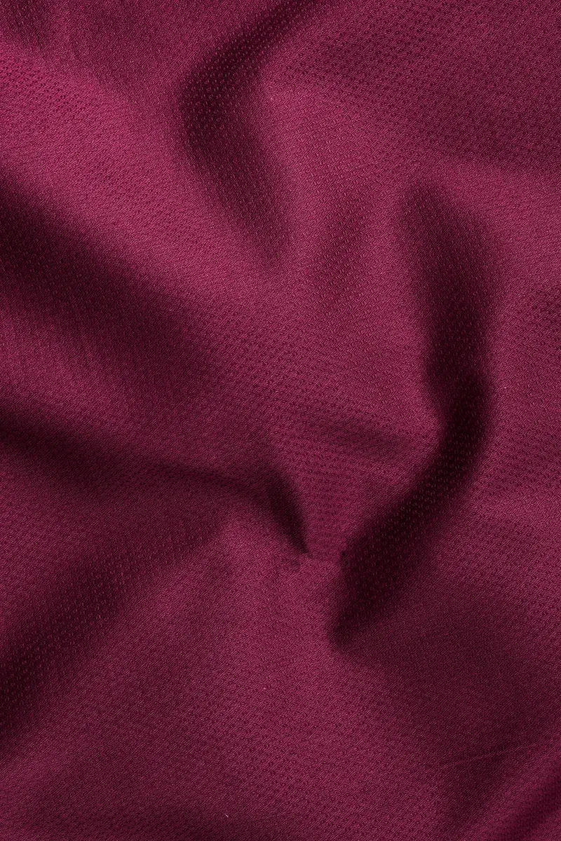 Wine Red Dobby Textured Premium Cotton Shirt 2