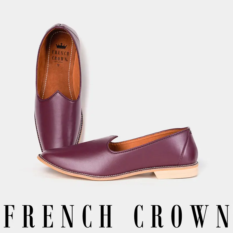 Wine Vegan Leather Hand Stitched Jutis 1