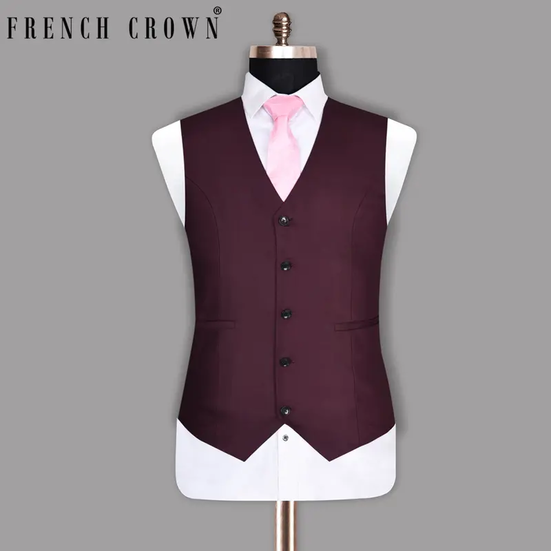Wine Wool Rich Waistcoat 1