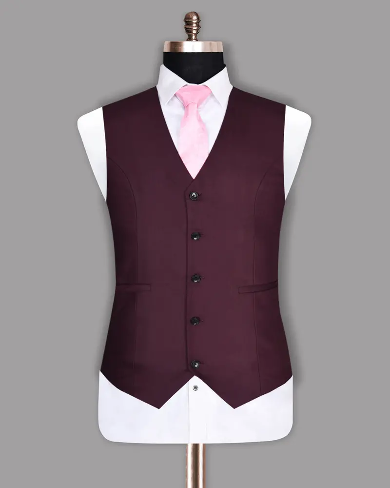Wine Wool Rich Waistcoat 2