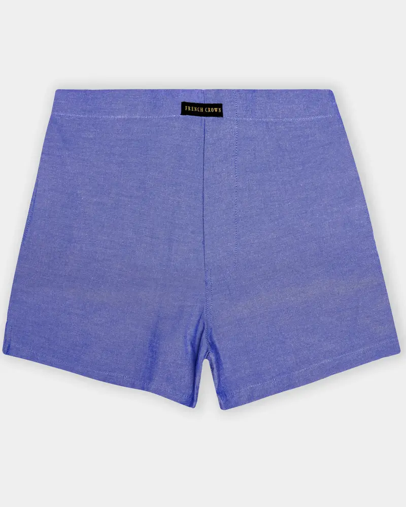 Wisteria Blue Solid Oxford Premium Cotton Boxer 1