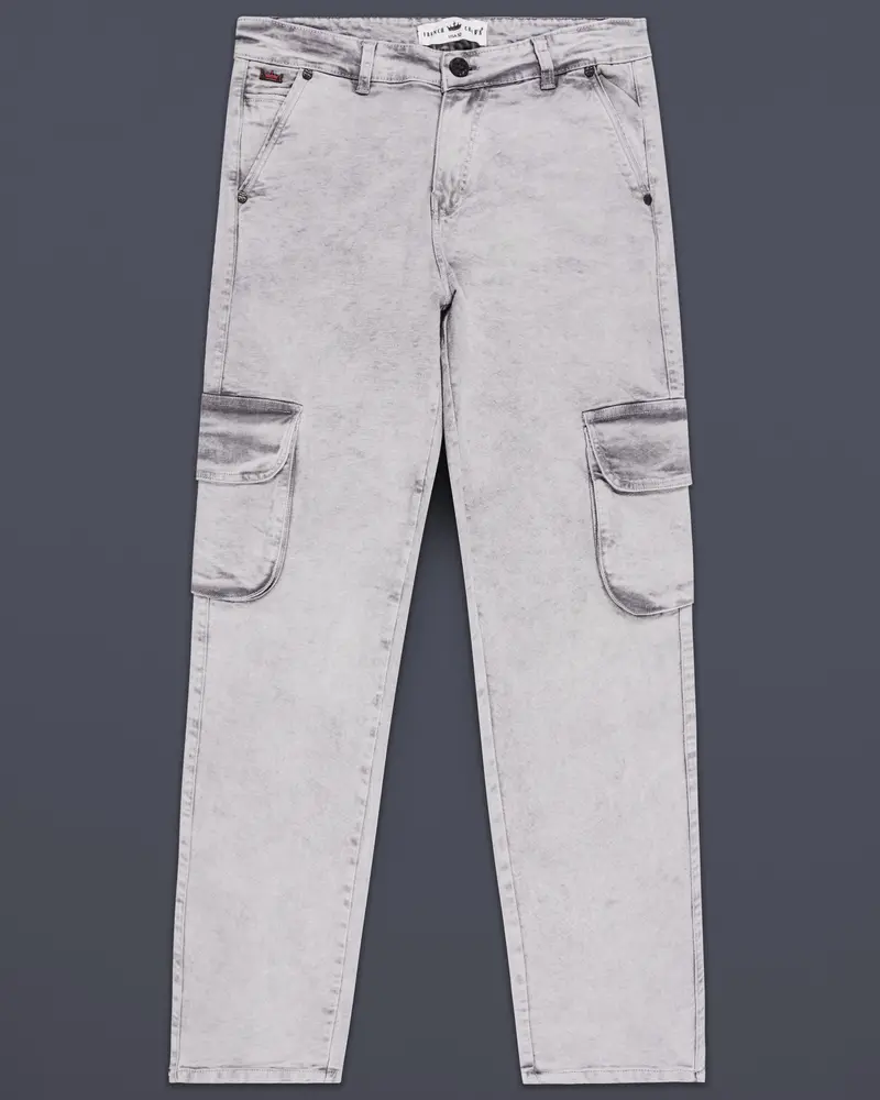 Wisteria Gray Washed Stretchable Cargo Denim 1