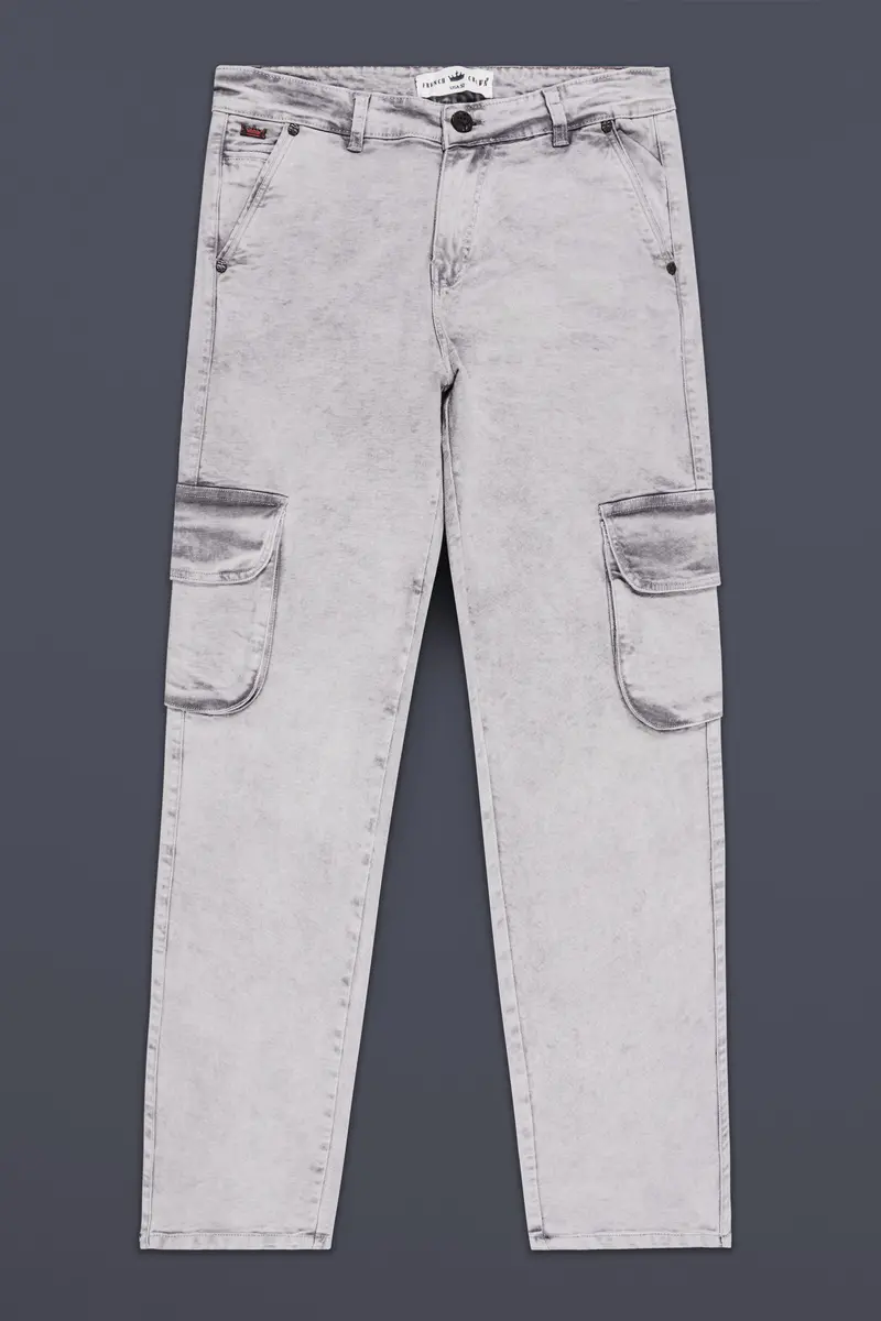 Wisteria Gray Washed Stretchable Cargo Denim 2