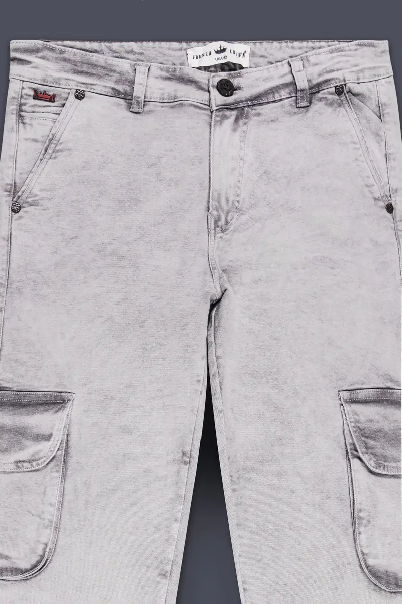 Wisteria Gray Washed Stretchable Cargo Denim 4