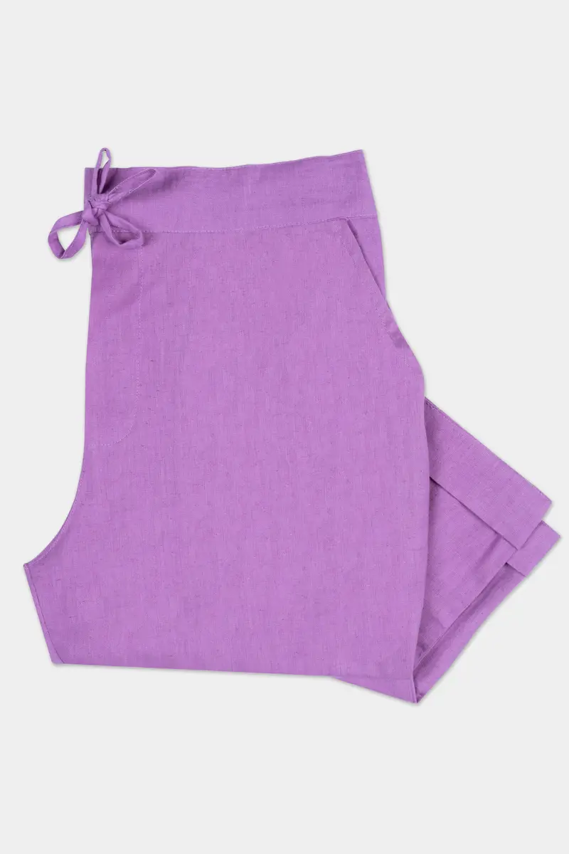 Wisteria Purple Luxurious Linen Lounge Pant 4