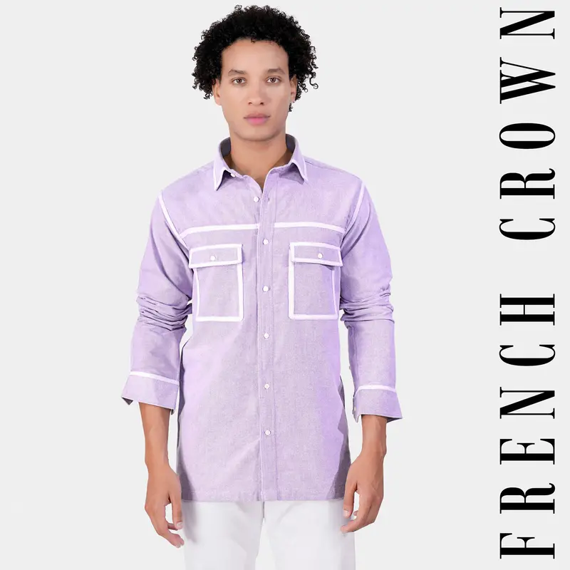 Wisteria Purple With White Border Flannel Shirt 1