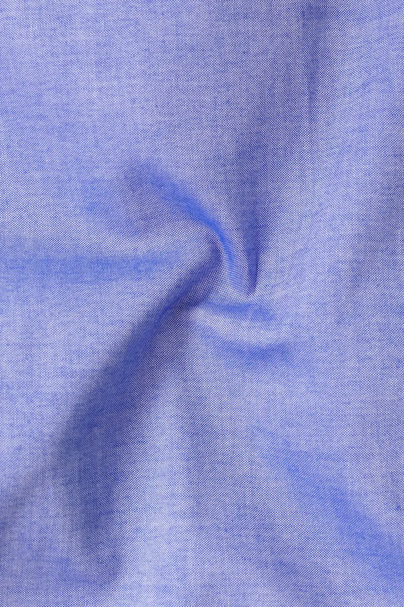 Wistful Blue Solid Premium Cotton Black Cuff Collar Shirt 3