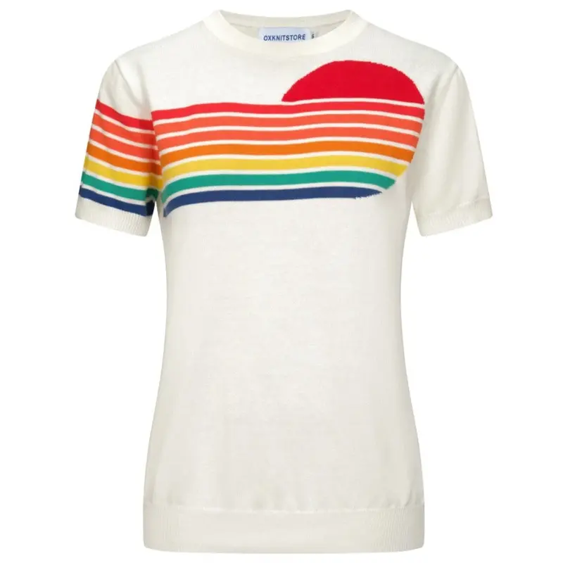 Women Colors For Sunrise Short Sleeves Knitwear 1