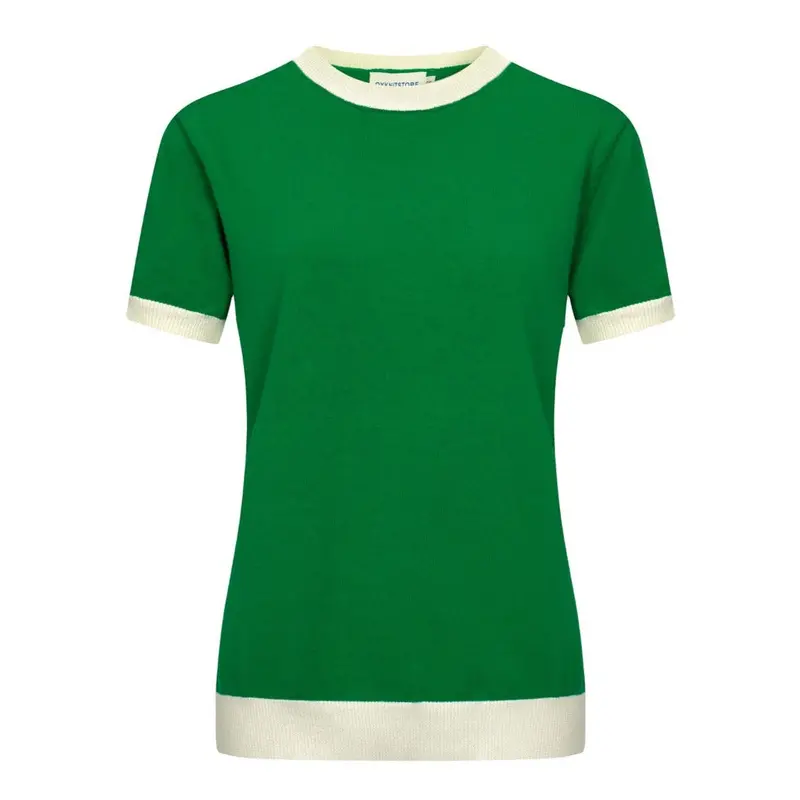 Women Green Knitted Short Sleeves Knitwear 1