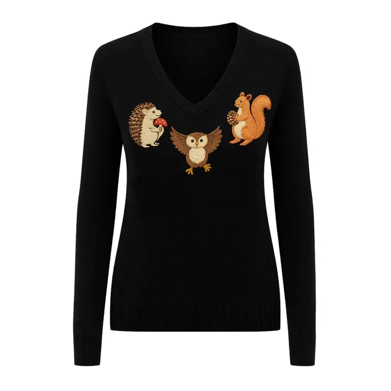 Women's Animal Embroidery Vintage Design Jacquard Knitwear 1