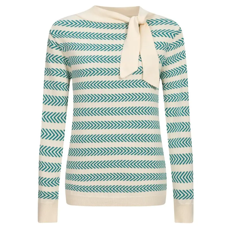 Women's Apricot Striped Vintage Street Knit Polo Shirt 1