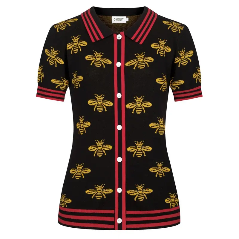 Women's Black Bee Retro Knitted Short-Sleeved Cardigan 1