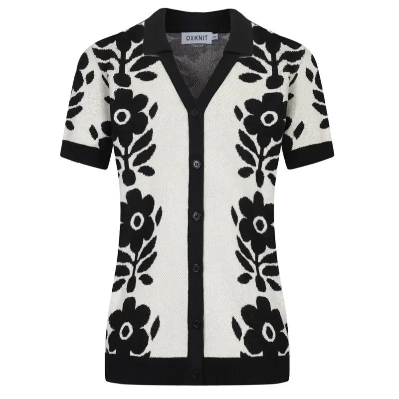 Women's Black Casual Vintage Floral Jacquard Cardigan 1