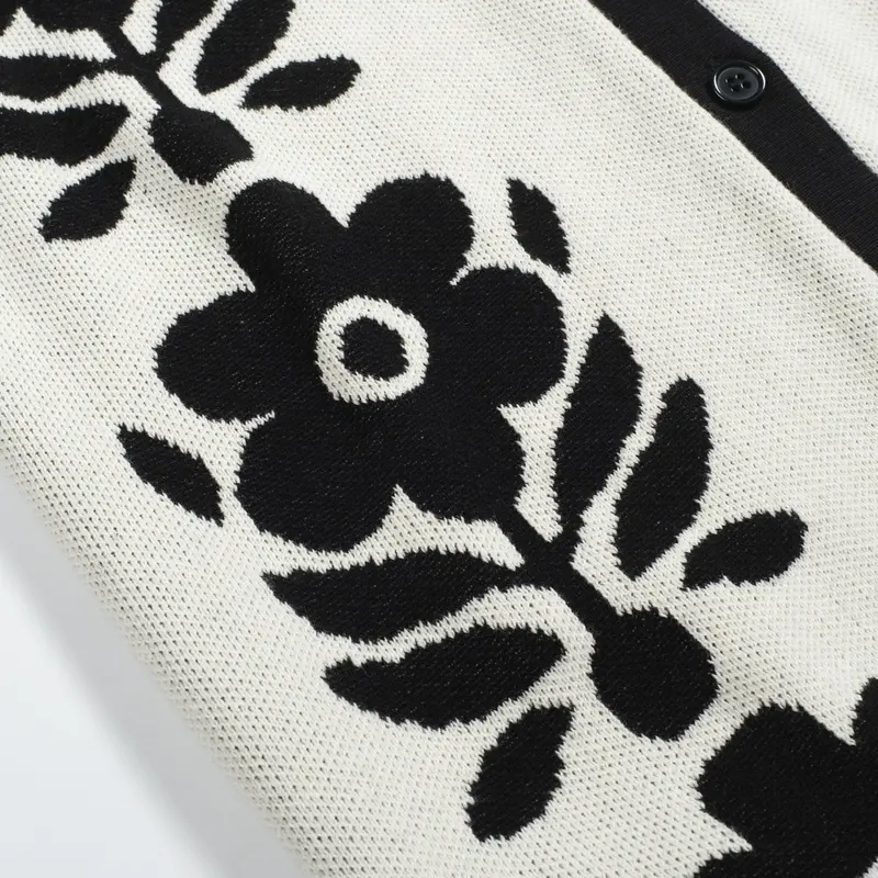 Women's Black Casual Vintage Floral Jacquard Cardigan 2