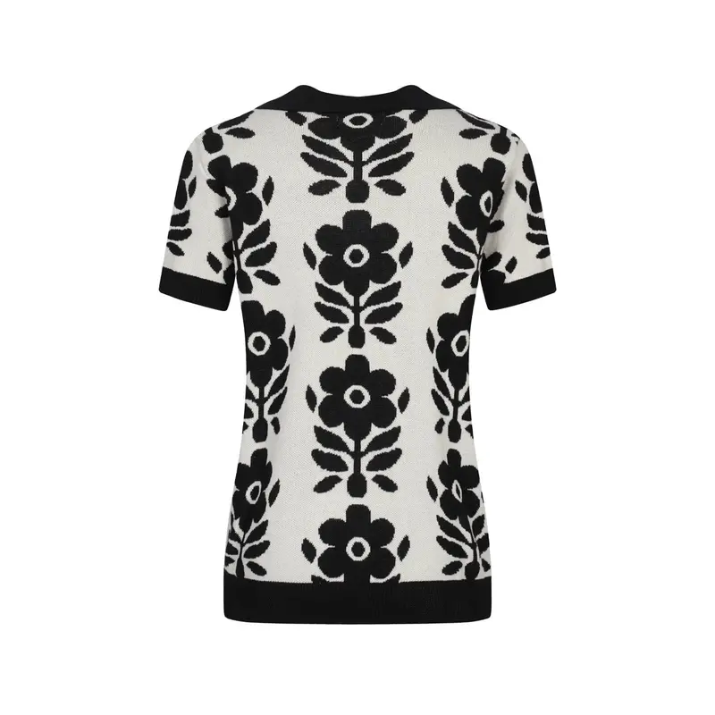 Women's Black Casual Vintage Floral Jacquard Cardigan 3