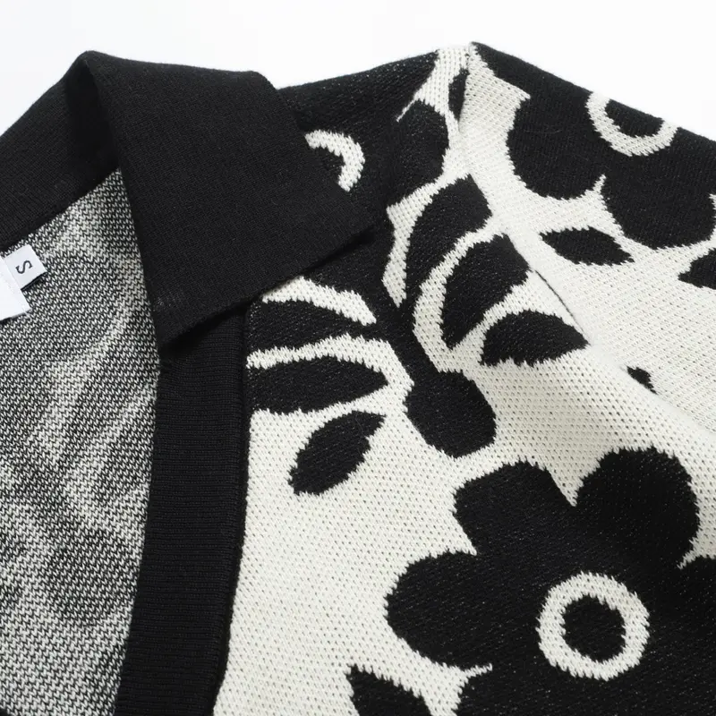 Women's Black Casual Vintage Floral Jacquard Cardigan 6