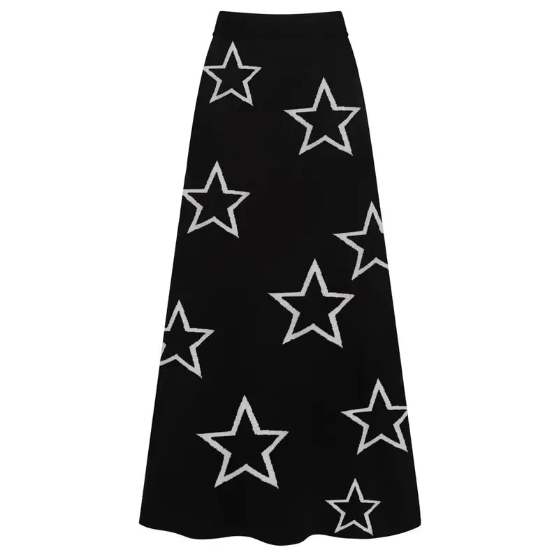 Women's Black Heart Star Vintage Knit Skirt 1