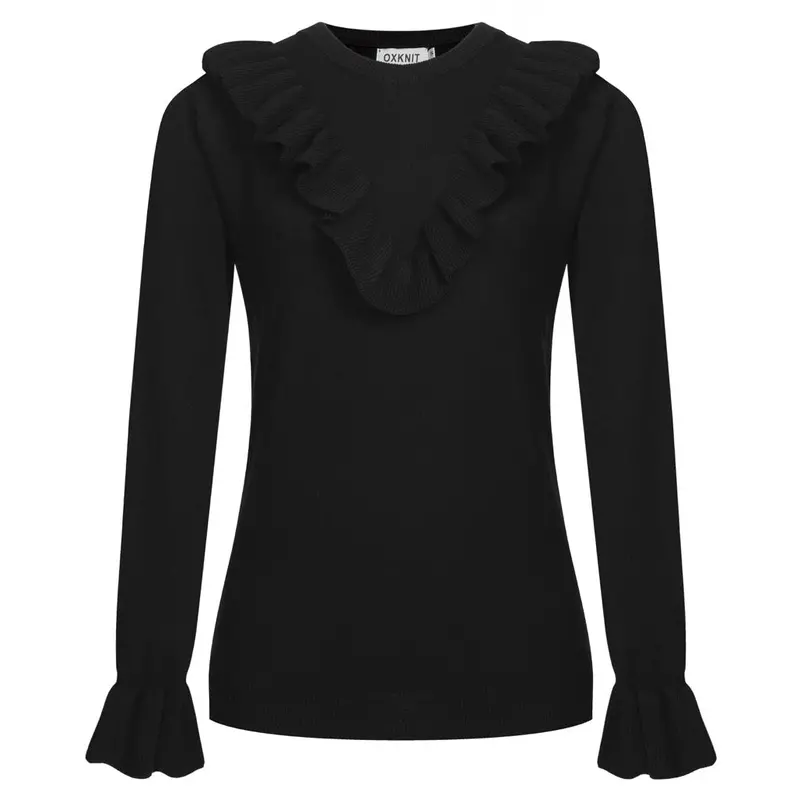 Women's Black Minimalist Design Vintage Jacquard Knitwear 1