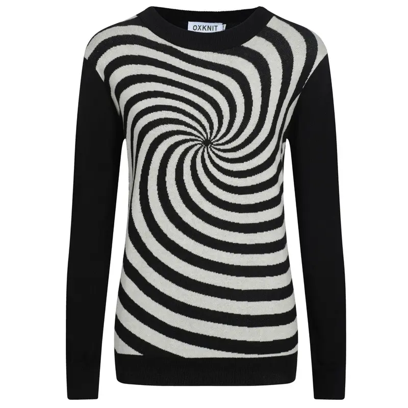 Women's Black Rotating Stripe Knitwear 1