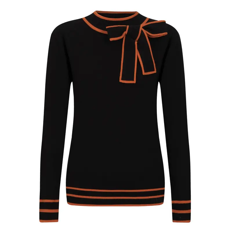 Women's Black Street Art Retro Fashion Knit Polo Shirt 1