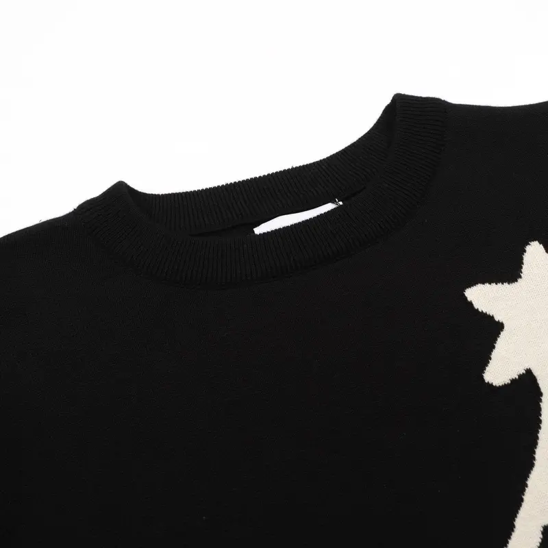 Women's Black Vintage Pattern Striped Knitwear 4