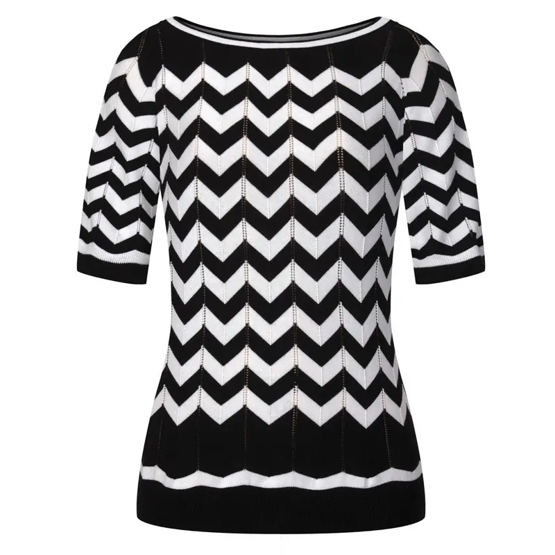Women's Black Vintage Preppy Five-Minute Sleeve T-Shirt 1