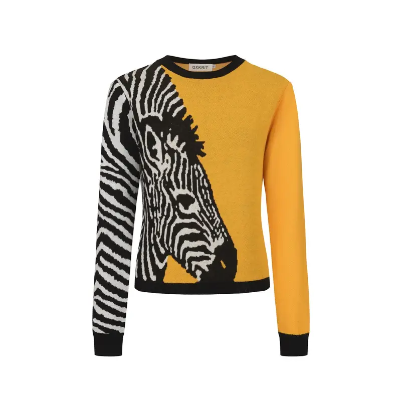 Women's Black Vintage Striped Small Horse Street Fashion Jacquard Knit Set 2