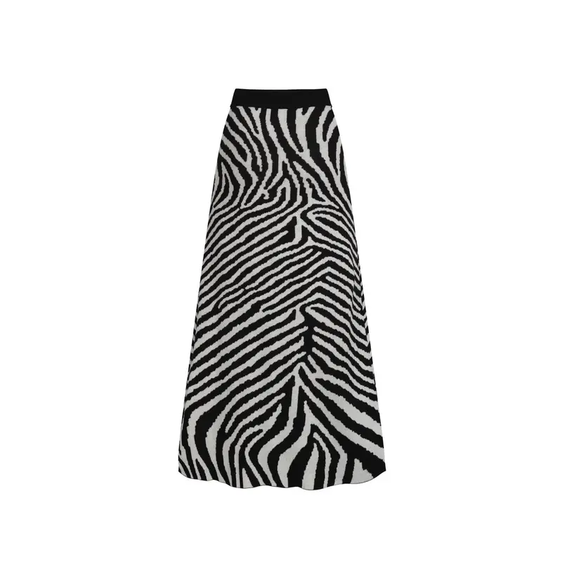 Women's Black Vintage Striped Small Horse Street Fashion Jacquard Knit Set 5