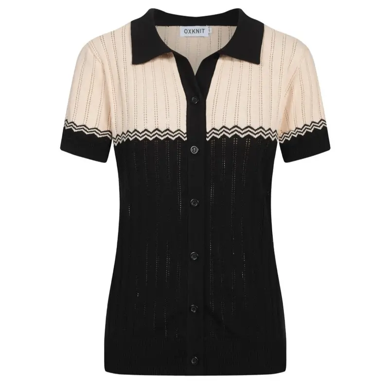 Women's Black Vintage Textured Jacquard V-Neck Cardigan 1