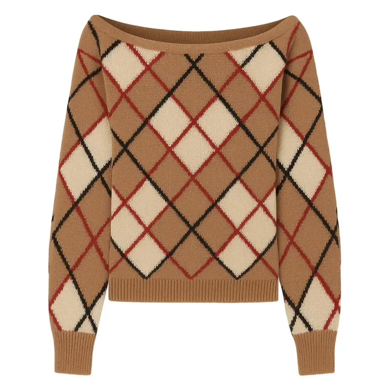 Women's  Brown Striped One-Shoulder - Cropped Length 1